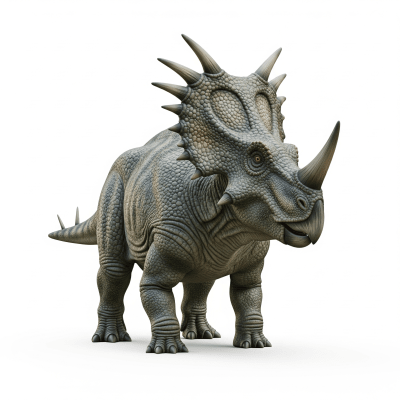 High quality studio photograph of a single Styracosaurus