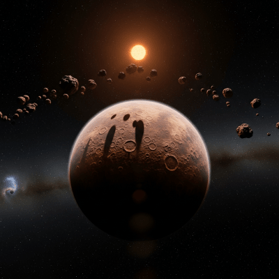 Realistic illustration of a Sub-Earth (planets) depicted in its typical orbital environment