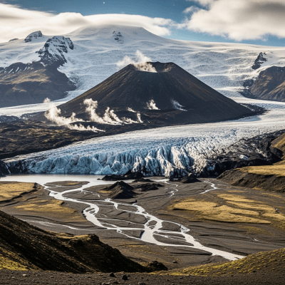Natural landscape image showing the Subglacial volcano in its real-world environment, emphasizing its geological features and surrounding terrain