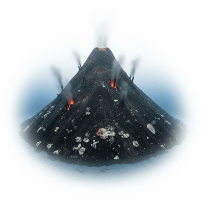 High quality studio photograph of a single Submarine volcano