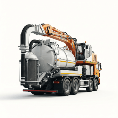 High quality studio photograph of a single Suction (vacuum) excavator from the excavators taxonomy