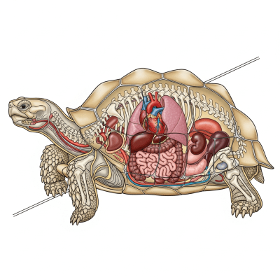 Scientific cross-sectional illustration of a Sulcata Tortoise