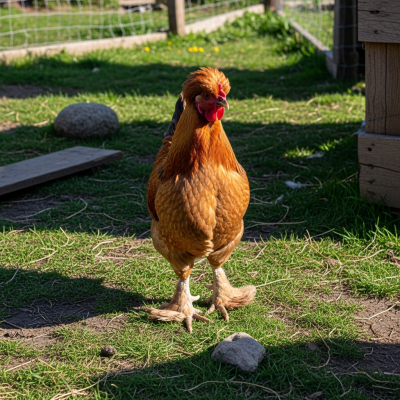 Naturalistic image of a Sultan belonging to the chicken taxonomy in its typical outdoor environment