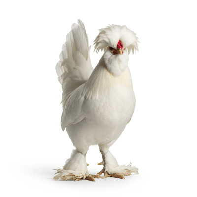 High quality studio photograph of a single Sultan from the chicken taxonomy