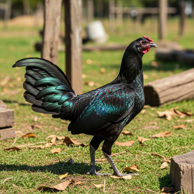 Naturalistic image of a Sumatra belonging to the chicken taxonomy in its typical outdoor environment