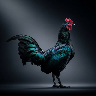 Editorial-style portrait of a Sumatra from the chicken taxonomy.