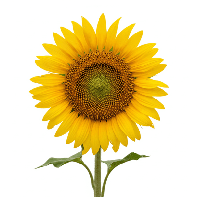 High quality studio photograph of a single Sunflower