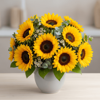 Image of a Sunflower (flowers) arranged in a traditional bouquet or floral arrangement