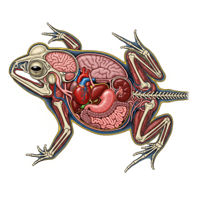 An anatomical cross-sectional illustration of a Surinam Toad