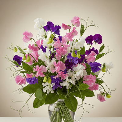 Image of a Sweet Pea (flowers) arranged in a traditional bouquet or floral arrangement