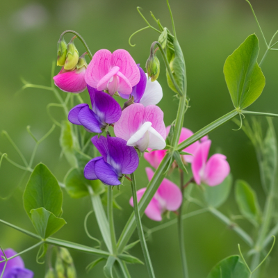 Photograph of a Sweet Pea (flowers) in its natural environment