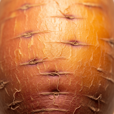 Close-up macro photograph of surface details and textures of a single Sweet Potato