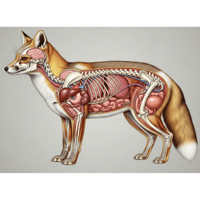 Detailed anatomical illustration of a Swift Fox