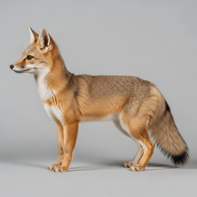 Side profile photograph of a standing Swift Fox, part of the taxonomy canines