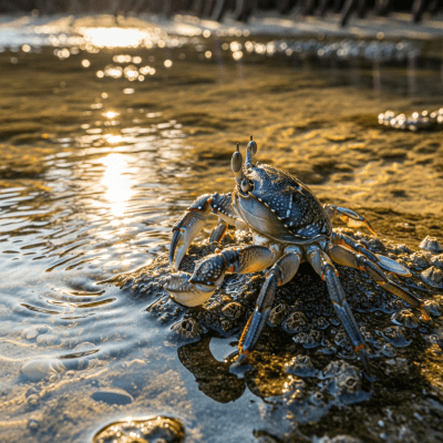 Naturalistic image of a Swimming Crab, belonging to the taxonomy crabs, in its typical habitat such as a shoreline, rocky tide pool, or mangrove