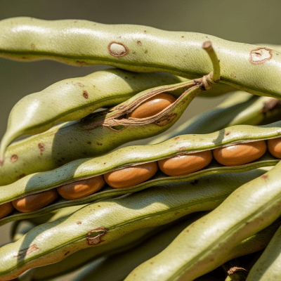 A close-up macro shot of Sword Bean (beans) showing its texture, surface details, and natural colors