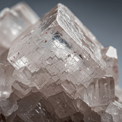 Macro shot of Sylvite, of the taxonomy minerals, showing detailed crystal structure and surface texture