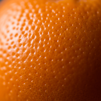 Macro shot capturing the surface texture and color details of the Tangerine, within the fruits taxonomy