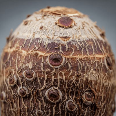 Close-up macro photograph of surface details and textures of a single Taro