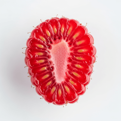 A cross-sectional view of a sliced Tayberry, part of the taxonomy berries