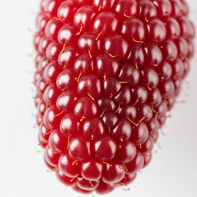 A detailed macro close-up of the surface texture of a fresh Tayberry