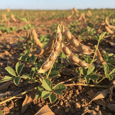 An image of Tepary Bean, belonging to the taxonomy beans, displayed in its natural environment—such as growing on a plant or vine, surrounded by leaves and soil