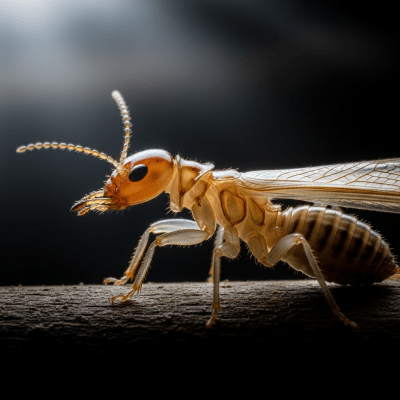Striking editorial-style portrait of a single Termite, from the taxonomy insects.