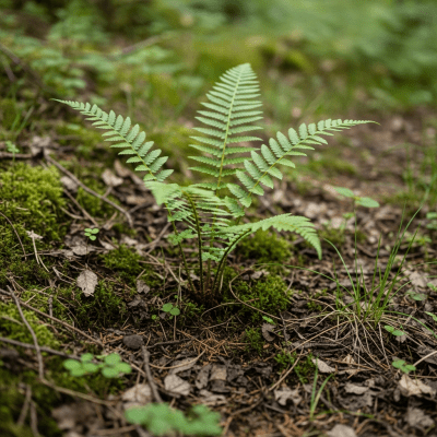 Photograph of a Thelypteris palustris, of the taxonomy ferns, shown growing in its natural environment, such as a forest understory or shaded woodland