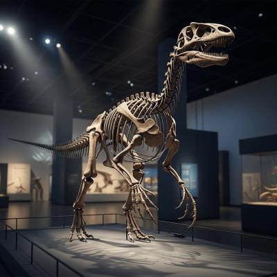 Museum exhibit style rendering of a single Therizinosaurus