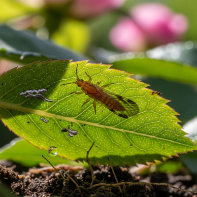 Detailed image showing a Thrips in its natural environment