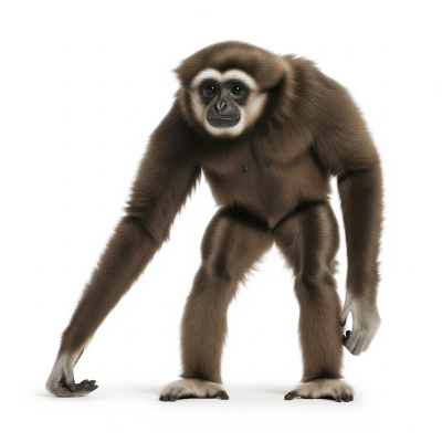 High quality studio photograph of a Skywalker (Tianxing) hoolock gibbon