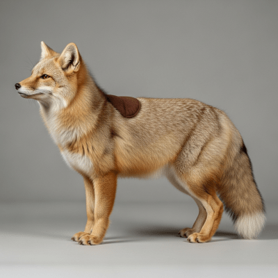 Side profile photograph of a standing Tibetan Fox, part of the taxonomy canines