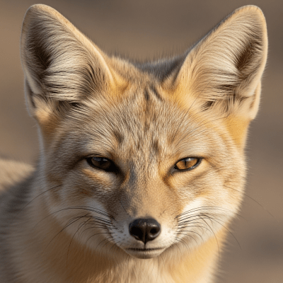 Close-up photograph of the face of a Tibetan Sand Fox