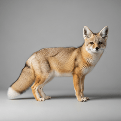 Side profile photograph of a standing Tibetan Sand Fox, part of the taxonomy canines