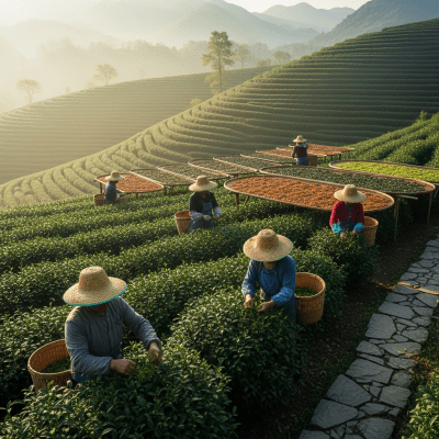 Environmental scene featuring Tieguanyin, part of the taxonomy teas