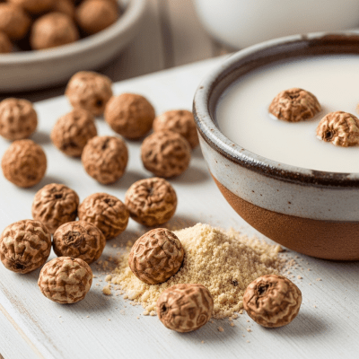 Photograph of a Tiger nut (nuts) as used in cuisine, such as in a dish or as an ingredient