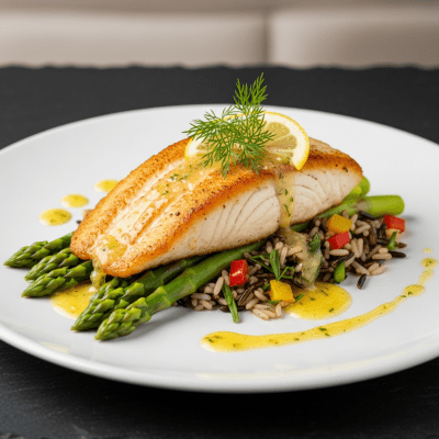 A culinary presentation featuring a prepared dish made with Tilapia (Mozambique), of the taxonomy fish