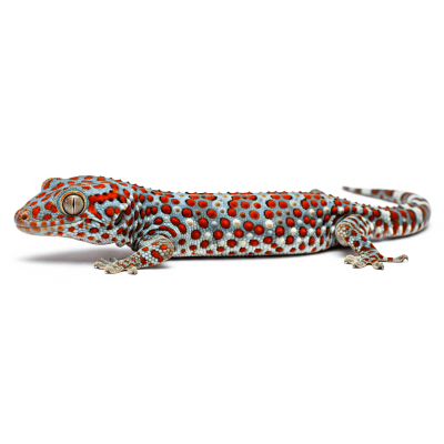 High quality studio photograph of a Tokay Gecko, belonging to the taxonomy reptiles