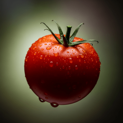 An editorial-quality hero shot of a single Tomato from the taxonomy berries.