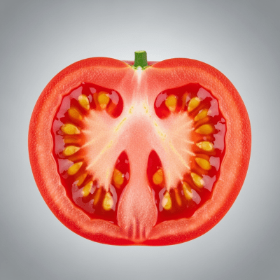 Detailed cross-sectional view of a fresh Tomato