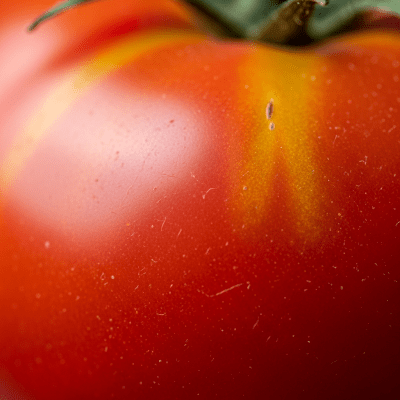 Close-up macro photograph of surface details and textures of a single Tomato