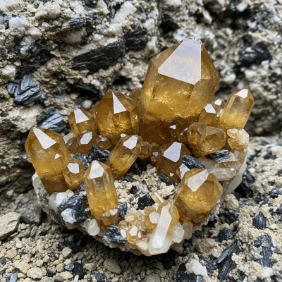 Naturalistic scene featuring Topaz in its typical geological environment, as categorized by minerals