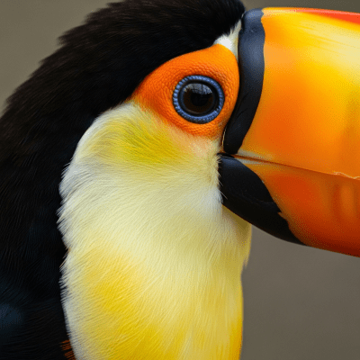 Close-up macro photograph of the feathers or distinctive markings of a Toucan