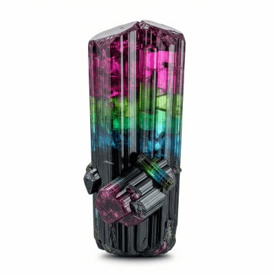 High resolution studio photograph of a single specimen of Tourmaline