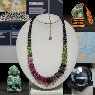 Depiction of Tourmaline, as it is used or valued in human culture