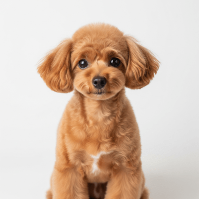 High quality studio photograph of a single Toy Poodle