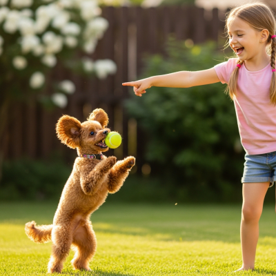 Image of a Toy Poodle interacting with humans in a typical cultural or domestic setting