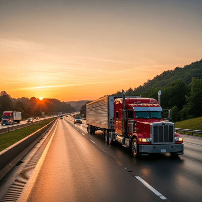 Photorealistic image of a Tractor Unit (trucks) in its typical working environment
