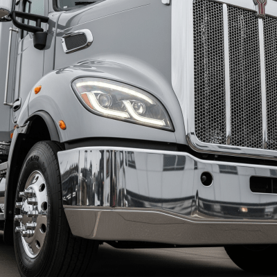 Close-up photograph focusing on distinctive details of a Tractor Unit from the trucks taxonomy