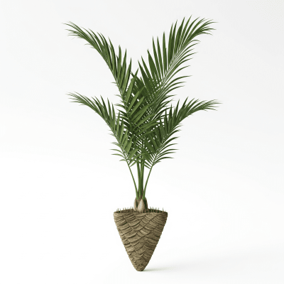 High quality studio photograph of a single Triangle Palm